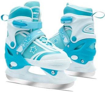 WELLWON Ice Skate for Kids Boys Girls, Adjustable Blades Iceskates, Ice Hockey Skates Size M for Beginner Age 5-8