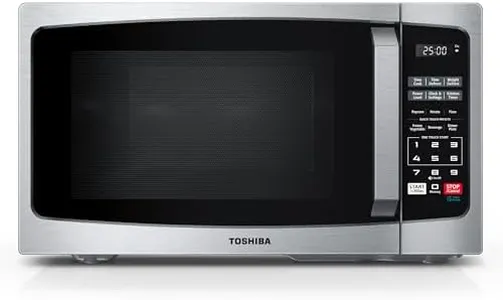 TOSHIBA ML-EM09PA(SS) Small Microwave Oven with 6 Auto Menus, Mute Function & Child Lock, LED Lighting, Perfect for Apartments & Dorms, 0.9 Cu Ft, 10.6 Inch Removable Turntable, 900W, Stainless Steel