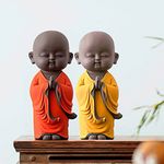 Blessing BUDDHA Set of 2 Namaste Smiling Monk Statue for Home Decoration 25 CM Showpiece Small Idol for Gift Living Room?