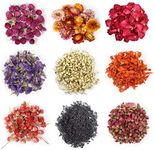 9 Bags Dried Flowers,100% Natural Dried Flowers Herbs Kit for Soap Making, DIY Candle Making,Bath - Include Rose Petals,Lavender,Don't Forget Me,Lilium,Jasmine,Rosebudsand More