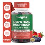 Lion's Mane Mushroom Gummies | Blueberry & Strawberry | 60 Servings | Mushroom Gummies for Adults for Brain Fog | Focus, Memory & Mood Mushroom Supplement Gummies