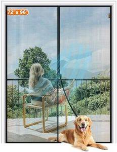 MAGZO Magnetic Screen Door Fit Door Size 72 x 96 Inch, Screen Size 74" x 97" Strong Magnet French Door Screen, Heavy Duty Fiberglass Door Mesh with Hook & Loop for Sliding Door, Gray