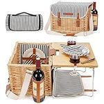 Wicker Picnic Basket for 2 with Det
