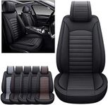 OMOKA AUTO Car Seat Covers with Waterproof Leather,Vehicle Cushion Cover for Cars SUV Sedan Pick-up Truck Universal Fit Set for Most Cars (Black, 2 PCS Front Seat)