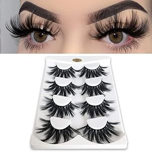 (6D05-4) - Mikiwi 25mm Lashes, Dramatic 6D Faux Mink Lashes, Fluffy Volume Eyelashes, Thick Crossed Lashes, Long Faux 25mm Mink Lashes (6D4-05)