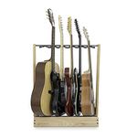 Guitar Lab Premium Oak Multi Guitar Stand from, Solid Wooden Guitar Rack x 5 For Any Guitarist, Folds Down and Fits Acoustic, Electric or Bass Guitars, Guitar Accessory, Guitar Gifts