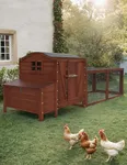 GarveeLife Chicken Coop, Outdoor Chicken Coop for 3-5 Chickens, 106in Chicken Coop with Run, Wooden Chicken Coop with Waterproof Roof, Nesting Box, Pull Out Trays and Ramp, Red Train