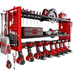 NattyDot Power Tool Organizer Wall Mount,Cordless Drill Hanger Storage Rack 8 Drill Holder,3 Layers Heavy Duty Power Tool Storage Rack(Red)