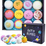 12Pcs Bath Bombs Gift Set, Fizzy Bubble Organic Bath Bombs for Kids Women Men, Handmade Natural Vegan Bath Bombs with Different Organic Essential Oils, Perfect for Bubble and Spa Bath