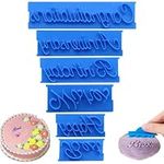 6Pcs Fondant Icing Alphabet Cookie Stamps and Letter Cutters,Happy Birthday Best Wishes Congratuation Anniversary Letter Cutter Set,Cake Mold Words Stamp for Fondant, Icing, Cupcake, Cookie