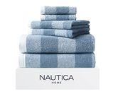 Nautica - Bath Towels, Highly Absorbent & Soft, Stylish Bathroom Decor (Oak Lake Blue, 6 Piece)