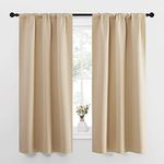 NICETOWN Blackout Room Darkening Curtains - Home Decoration Light & Noise Reducing Thermal Insulated Window Draperies with Rod Pocket Top (Biscotti Beige, 2 Panels, 34 inches Wide x 63 inches Long)