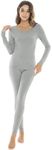 NACHILA Thermal Underwear for Women-Viscose Made from Bamboo,Soft Long Johns Set Base Layer Pajamas Set Long Sleeve Pjs, Heather Grey, Medium