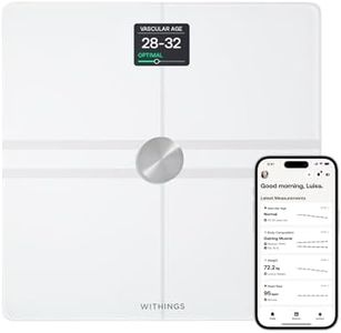 Withings Body Comp - Bascula de baño WiFi con análisis corporal completo (peso, grasa corporal/grasa muscular/grasa corporal, agua) y seguimiento cardiovascular, Báscula personal, hasta 8 usuarios