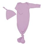 Yaana Banana Newborn Unisex Knotted Cuffed Sleeve Baby Sleepwear Gown with 100% Organic Bamboo Rayon- Gender Neutral Clothes (Mauve)