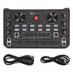 Sound Mixer Board, BT Cordless Noise Reduction Voice Changer Sound Card, Portable Smart Live Sound Card with 8 Sound Effects 16 Ambience Effects for Live