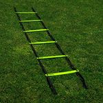 Fitfix® Track and Field Sports Training Football Super Speed Agility Ladder for Track and Field Sports (8 Meter, Flat and Light Weight) Adjustable Yellow rungs ladder-20 Strips with Free Carry Bag