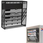 5 Tier Magnetic File Holder, No Drilling Wall File Organizer, Magazine Paper Mail Document Holder/Magnetic Hanging File Organizer for File Cabinets,Whiteboard refrigerator,Office,Classroom(Black)