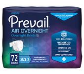 Prevail AIR Overnight Incontinence Briefs - Unisex Adult Incontinence Briefs with Tabs - Disposable Adult Diaper for Men & Women - Overnight Absorbency - Size 2, 72 Count (4 Packs of 18)