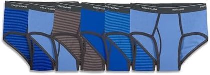 Fruit of the Loom Men's 6-pack Stripe/Solid Fashion Brief Underwear, 6 Pack - Assorted Stripe/Solids, L UK