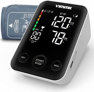 Vimmk Blutdruckmessgerät Oberarm Digital Messgerät Bluthochdruck LED Display, Arrhythmie-Erkennung & Pulsmessung, 2x120 Speicher, Manschette 22-40cm