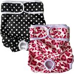 LeerKing Reusable Dog Diapers Female for Heat Premium Highly Absorbent Mats Puppy Pants for Incontinence, Period and Senior Dog, 2 Pcs Set, S