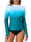 ATTRACO Womens Long Sleeve Rash Vest with Thumb Hole UPF 50 Rash Guard Surfing Tops