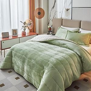 3-Layer Luxury Flannel Fleece Thick Bed Blanket Full Queen Size, Soft Plush Velvet Sherpa Blanket with 2 Pillow Shams Heavy Warm for Winter, Breathable n Washable, Mint Green