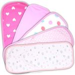 TuddyBuddy Baby Burp Cloth Towel Napkins for Baby Large 17x12 Inches, Fine Double Layer 100% Cotton (5 Pcs Burp Towels, Pink Owls & Dots)