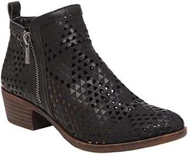 Lucky Brand Basel 3 Black Lugo Perforated Cut out Low Cut Ankle Designer Booties (6)