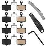 4 Pairs Bike Disc Brake Pads, Competible for Sram Brake Pads Avid Elixir E1 E3 E5 E7 E9 ER CR XO XX DB1 DB3 DB5, MTB Brake Pads Compatible for Nutt Hydraulic Disc Brakes with Tools (Semi-Metallic)