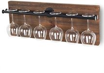 INDIAN DECOR. 51001 Classic Wall-Mounted Industrial-Style Wine Glass Holder with Pipe Metal Rack