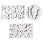 KALAIEN 3pcs Leaf Fondant Mold Rose Leaves 3D Leaf Silicone Mold for Chocolate Candy Maple Leaf Sugar Craft Cake Decoration