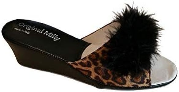 Original Milly, Ciabatte Morbide da Camera Aperte per Donna, Pantofole per casa Classiche Eleganti Tacco Alte 5 cm, Fantasia Animalier e Piuma Marabou (40)