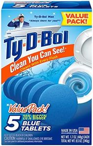 Ty-D-Bol Blue Tablets Value 5 Pack, Cleans and Deodorizer Toilets for a Fresh Smelling Bathroom