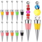 Tandefio 12 Pcs Beadable Wine Stoppers for Wine Bottles Wine Saver Bottle Stopper Silicone Wine Stopper for Beverage Gifts Holiday Party Wedding Bar