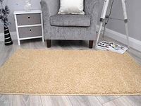 Husky Latte Machine Washable Thick Soft Shaggy Rug. Available in 5 Sizes. (80cm x 150cm)