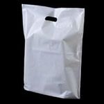 Strong Carrier Bags 15 x 18 x 3" Premium Quality - White Plastic Heavy Duty Patch Handle Plastic Bags for Fashion, Party, Boutique, Shopping - Sabco (100)