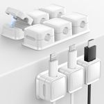 Smofish Cord Organizer, 3 Pack 9-Slot Magnetic Cable Management, Strong Phone Charging Cable Holder Clips, Wire Charger Keeper for Desk, Nightstand, Kitchen Appliances, Office Supplies (White)