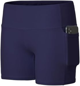 Willit Girls' 4" Volleyball Shorts Youth Spandex Dance Yoga Athletic Shorts Kids Running Biker Shorts with Pockets Navy Blue M