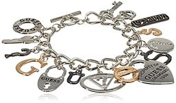 GUESS "Basic" Mixed Metal Logo Charm Toggle Charm Bracelet