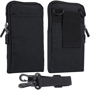 Cell Phone Belt Holster Waist Pouch Men, Crossbody Cellphone Shoulder Bag Black, 7.2" Vertical Smartphone Belt Clip Pouch Men Purse Belt Loop Cell Phone Holster Waist Pocket Purse Wallet Carrying Case