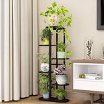 Trendy Decor 3 Tier Plant Stand Flower Pot Rack, Metal Stair-Step Style Corner Shelf Planters, Quarter Round Display Holder For Indoor Outdoor Use (Black)