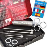 Premiala Awesome 304-Stainless Steel Meat Injector Syringe Kit - 3 Needles, Spare O-rings, E-book and Spares Available! The Original 2oz Marinade Injector Creates The Juiciest Turkey and BBQ Ever!