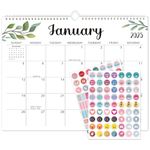 Apeso Wall Calendar 2025-2026 Academic Year, Family Large Monthly Calendar Canada Francais for Wall Fridge, Mom 18 Months Daily Planner from January 2025 to June 2026 with Planner Stickers, 14.7" x 11.6" (Leaves)