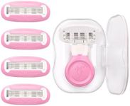 Travel Razors for Women Include 1 Handle and 5 Replaceable blades, Portable 5-Blade Womens Razors for Shaving with Case (Pink)