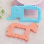 R for Rabbit Tiny Bites Safari – Cute Baby Silicone Teether - Elephant Blue + Horse Orange Baby Teether Toy Made with food grade Silicone, BPA-Free, Multiple Teething Surfaces for Kids of 3 Months +