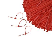 GLOBOMOTIVE Teeth Grip Nylon Self Locking Cable Ties, Red (200 x 3.6 mm, 200 pieces) - Heavy Duty Strong Zip Wire Fastener Organizer Tie for Indoor and Outdoor