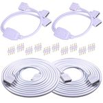 FSJEE 2 Pack 6.6ft 4 Pin RGB LED Strip Extension Cable and 2 Pack 2 Way LED Strip 4 Pin Splitter for 10mm 4Pin 5050 RGB LED Strip Light