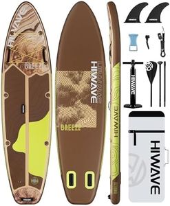 Hiwave Inflatable Stand Up Paddle Board 11’*34”*6” Sup Board, 350lbs Capicity Adult&Youth Paddle Board, Pet Friendly for Ocean&Lake, w/Double Action Hand Pump Khaki ﻿